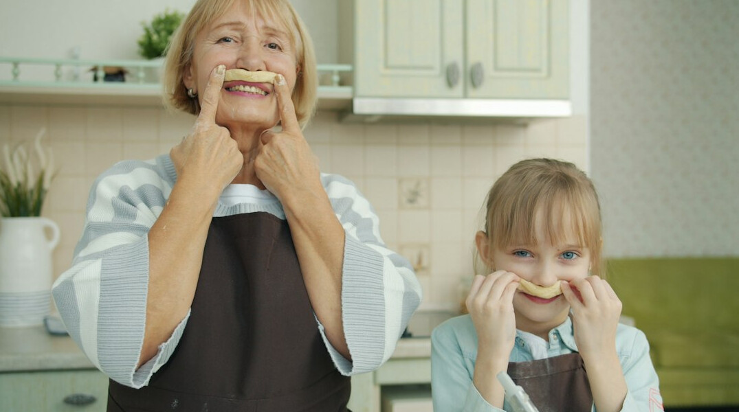 family cooking at home