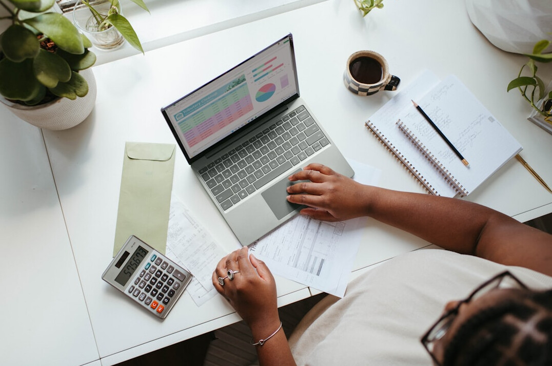 person reading financial report